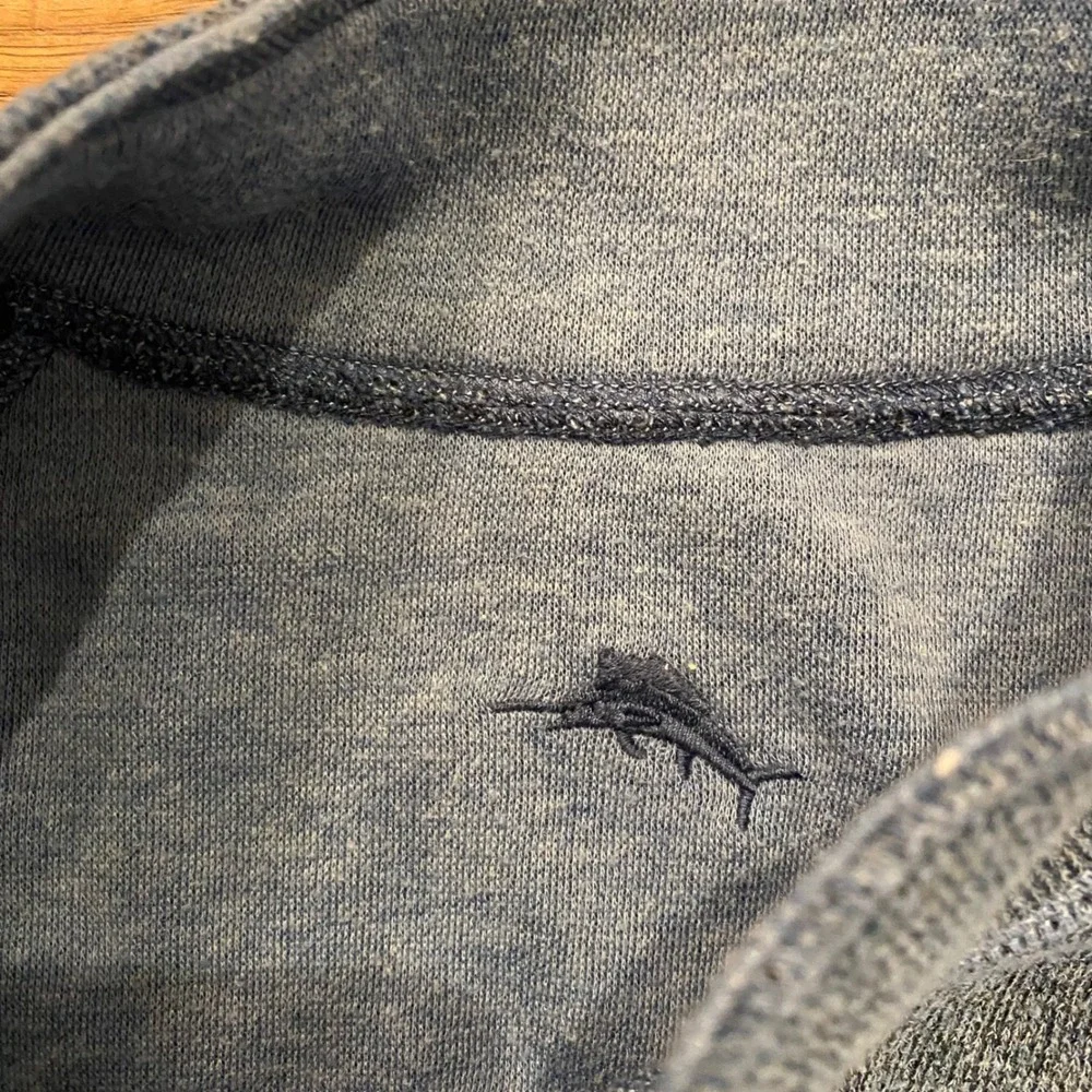 Tommy Bahama Snap Neck Fleece Pullover Mens Blue Heathered Marlin Logo L/S